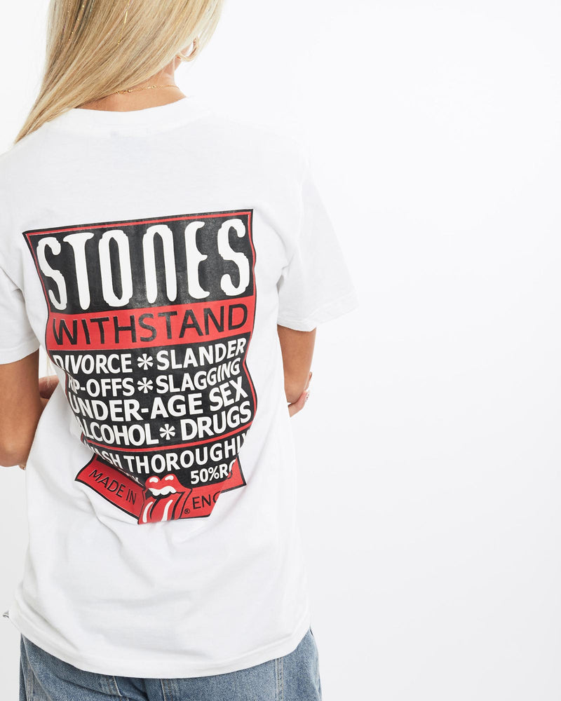 Vintage, The, Rolling, Stones, Tee, The Real Deal, size extra small, colour White, newtown, sydney, australia, thrift store, opshop, preloved, secondhand, sustainable, retro, antique, 70s, 80s, 90s, 2000s, 00s, fashion, clothing, streetwear, trendy, garment, style, boutique, store, shop, archive, sale, cheap, best, top, T-Shirts