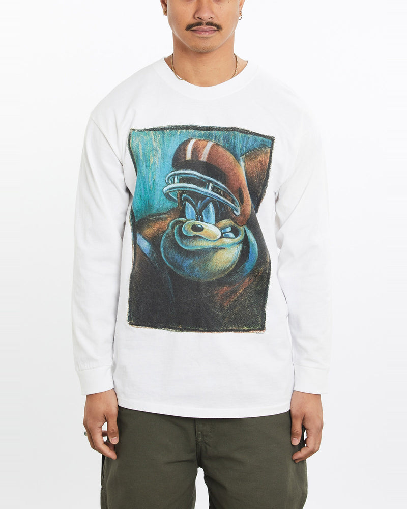 Vintage, 90s, Disney, Pete, Cartoon, Long, Sleeve, Tee, The Real Deal, size large, colour White, newtown, sydney, australia, thrift store, opshop, preloved, secondhand, sustainable, retro, antique, 70s, 80s, 90s, 2000s, 00s, fashion, clothing, streetwear, trendy, garment, style, boutique, store, shop, archive, sale, cheap, best, top, T-Shirts