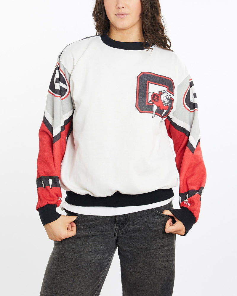 Vintage, 90s, NCAA, University, of, Georgia, Bulldogs, Sweatshirt, The Real Deal, size medium, colour White, newtown, sydney, australia, thrift store, opshop, preloved, secondhand, sustainable, retro, antique, 70s, 80s, 90s, 2000s, 00s, fashion, clothing, streetwear, trendy, garment, style, boutique, store, shop, archive, sale, cheap, best, top, Sweats and hoodies