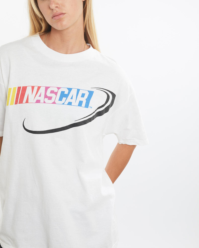 Vintage, 90s, NASCAR, Racing, Tee, The Real Deal, size large, colour White, newtown, sydney, australia, thrift store, opshop, preloved, secondhand, sustainable, retro, antique, 70s, 80s, 90s, 2000s, 00s, fashion, clothing, streetwear, trendy, garment, style, boutique, store, shop, archive, sale, cheap, best, top, T-Shirts