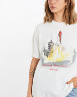 Vintage, 90s, Kennedy, Space, Center, Florida, Tee, The Real Deal, size medium, colour White, newtown, sydney, australia, thrift store, opshop, preloved, secondhand, sustainable, retro, antique, 70s, 80s, 90s, 2000s, 00s, fashion, clothing, streetwear, trendy, garment, style, boutique, store, shop, archive, sale, cheap, best, top, T-Shirts