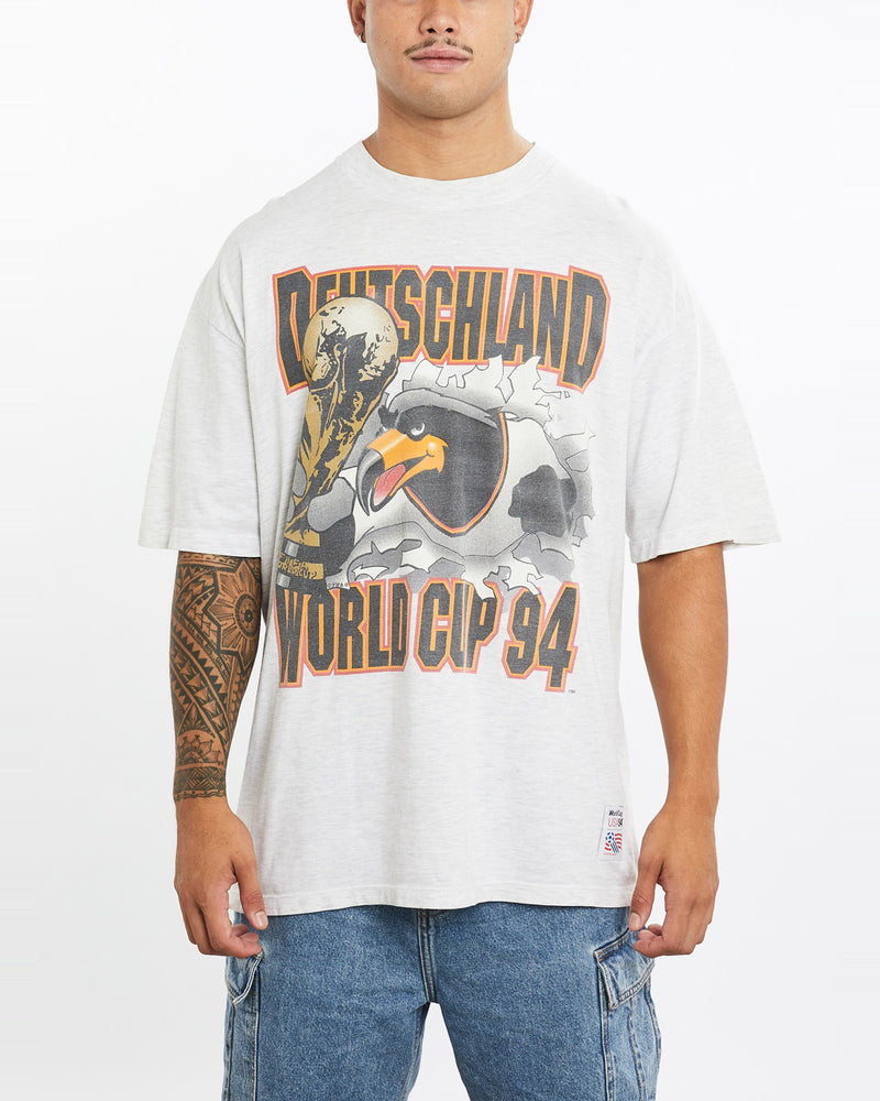 Vintage, 1994, Germany, FIFA, World, Cup, Tee, The Real Deal, size extra large, colour Grey, newtown, sydney, australia, thrift store, opshop, preloved, secondhand, sustainable, retro, antique, 70s, 80s, 90s, 2000s, 00s, fashion, clothing, streetwear, trendy, garment, style, boutique, store, shop, archive, sale, cheap, best, top, T-Shirts