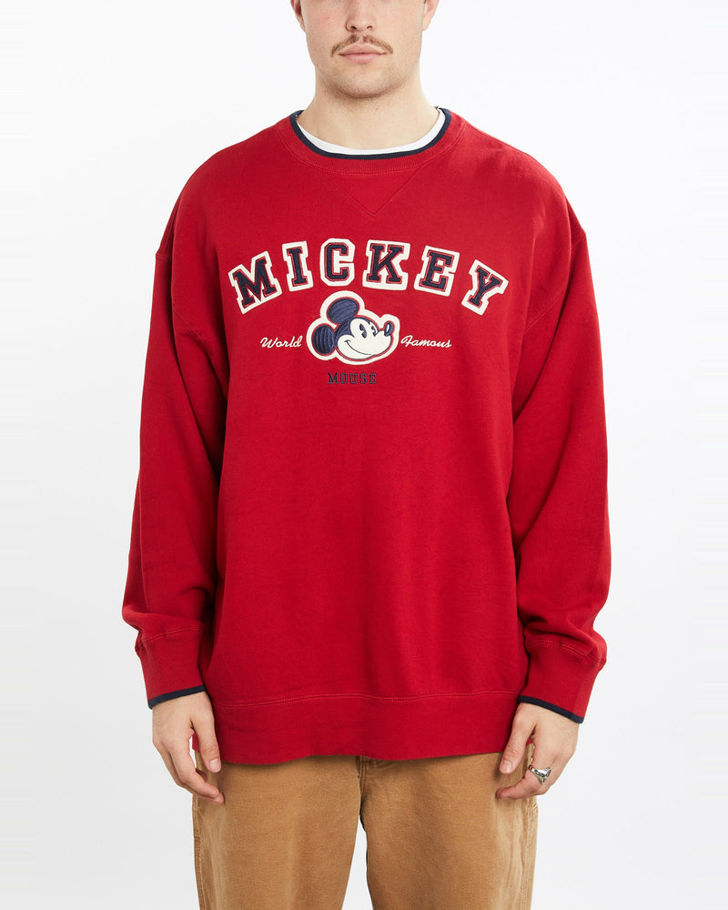 Vintage, Mickey, Mouse, Disneyland, Sweatshirt, The Real Deal, size extra large, colour Red, newtown, sydney, australia, thrift store, opshop, preloved, secondhand, sustainable, retro, antique, 70s, 80s, 90s, 2000s, 00s, fashion, clothing, streetwear, trendy, garment, style, boutique, store, shop, archive, sale, cheap, best, top, Sweats and hoodies