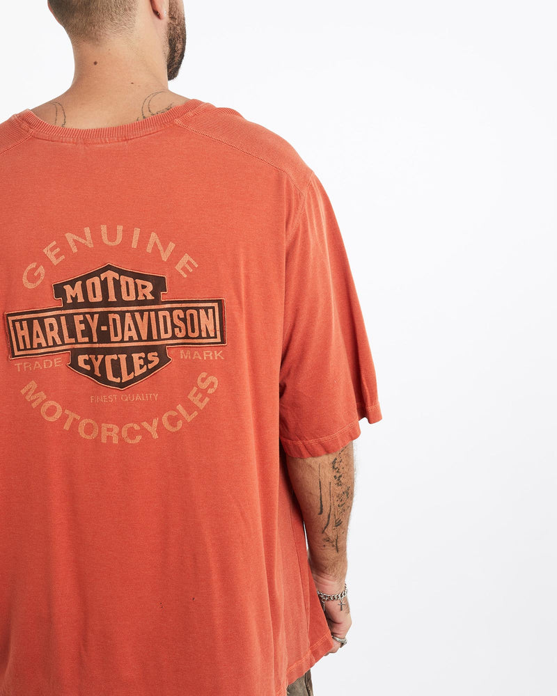 Vintage, Harley, Davidson, Tee, The Real Deal, size double extra large, colour Orange, newtown, sydney, australia, thrift store, opshop, preloved, secondhand, sustainable, retro, antique, 70s, 80s, 90s, 2000s, 00s, fashion, clothing, streetwear, trendy, garment, style, boutique, store, shop, archive, sale, cheap, best, top, T-Shirts