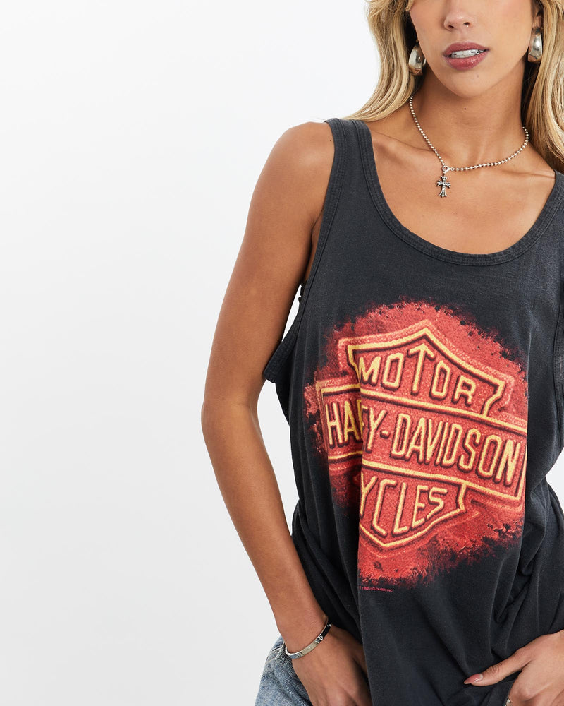 Vintage, 1992, Harley, Davidson, Tank, The Real Deal, size small, colour Black, newtown, sydney, australia, thrift store, opshop, preloved, secondhand, sustainable, retro, antique, 70s, 80s, 90s, 2000s, 00s, fashion, clothing, streetwear, trendy, garment, style, boutique, store, shop, archive, sale, cheap, best, top, T-Shirts