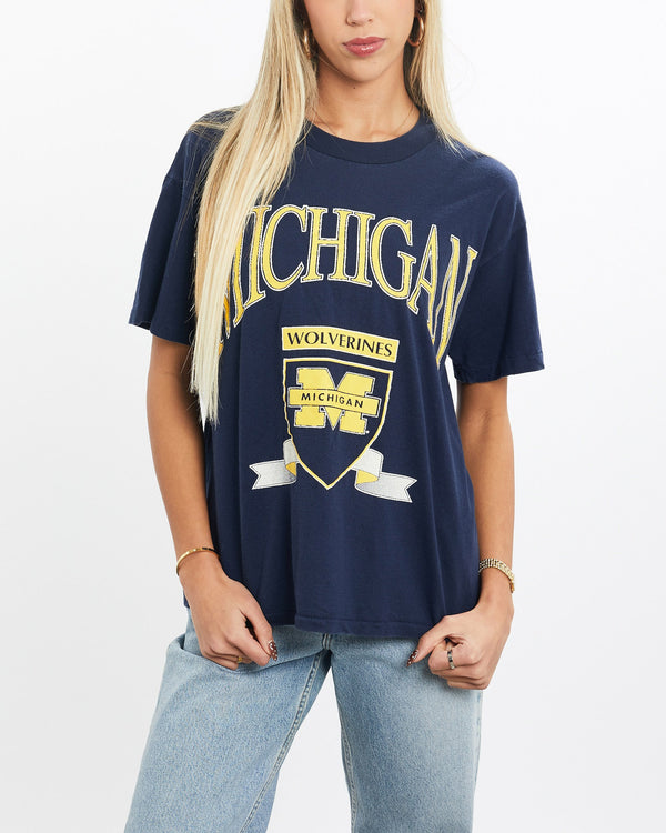 Vintage, 90s, NCAA, University, of, Michigan, Wolverines, Tee, The Real Deal, size extra small, colour Navy, newtown, sydney, australia, thrift store, opshop, preloved, secondhand, sustainable, retro, antique, 70s, 80s, 90s, 2000s, 00s, fashion, clothing, streetwear, trendy, garment, style, boutique, store, shop, archive, sale, cheap, best, top, T-Shirts