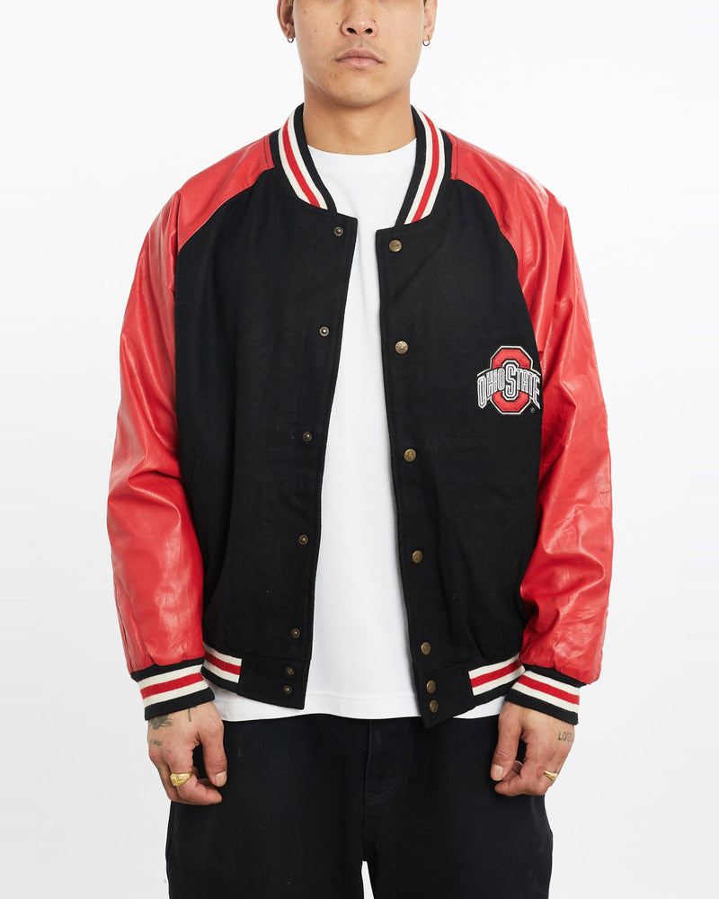 Vintage, NCAA, Ohio, State, Buckeyes, Varsity, Jacket, The Real Deal, size extra large, colour Multicolour, newtown, sydney, australia, thrift store, opshop, preloved, secondhand, sustainable, retro, antique, 70s, 80s, 90s, 2000s, 00s, fashion, clothing, streetwear, trendy, garment, style, boutique, store, shop, archive, sale, cheap, best, top, Jackets