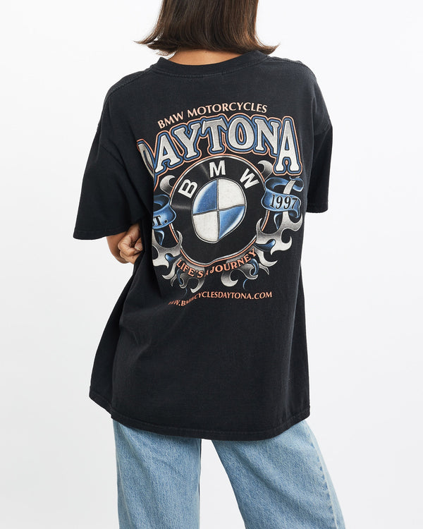 Vintage, Daytona, BMW, Motorcycles, Tee, The Real Deal, size small, colour Black, newtown, sydney, australia, thrift store, opshop, preloved, secondhand, sustainable, retro, antique, 70s, 80s, 90s, 2000s, 00s, fashion, clothing, streetwear, trendy, garment, style, boutique, store, shop, archive, sale, cheap, best, top, T-Shirts