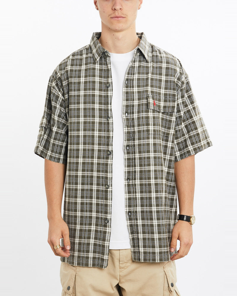 Vintage, 90s, Polo, Ralph, Lauren, Short, Sleeve, Button, Up, Shirt, The Real Deal, size extra large, colour Brown, newtown, sydney, australia, thrift store, opshop, preloved, secondhand, sustainable, retro, antique, 70s, 80s, 90s, 2000s, 00s, fashion, clothing, streetwear, trendy, garment, style, boutique, store, shop, archive, sale, cheap, best, top, Shirts