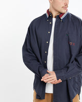 Vintage, 90s, Tommy, Hilfiger, Button, Up, Shirt, The Real Deal, size extra large, colour Navy, newtown, sydney, australia, thrift store, opshop, preloved, secondhand, sustainable, retro, antique, 70s, 80s, 90s, 2000s, 00s, fashion, clothing, streetwear, trendy, garment, style, boutique, store, shop, archive, sale, cheap, best, top, Shirts