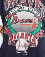 Vintage, 1992, MLB, Atlanta, Braves, Tee, The Real Deal, size extra small, colour Navy, newtown, sydney, australia, thrift store, opshop, preloved, secondhand, sustainable, retro, antique, 70s, 80s, 90s, 2000s, 00s, fashion, clothing, streetwear, trendy, garment, style, boutique, store, shop, archive, sale, cheap, best, top, T-Shirts