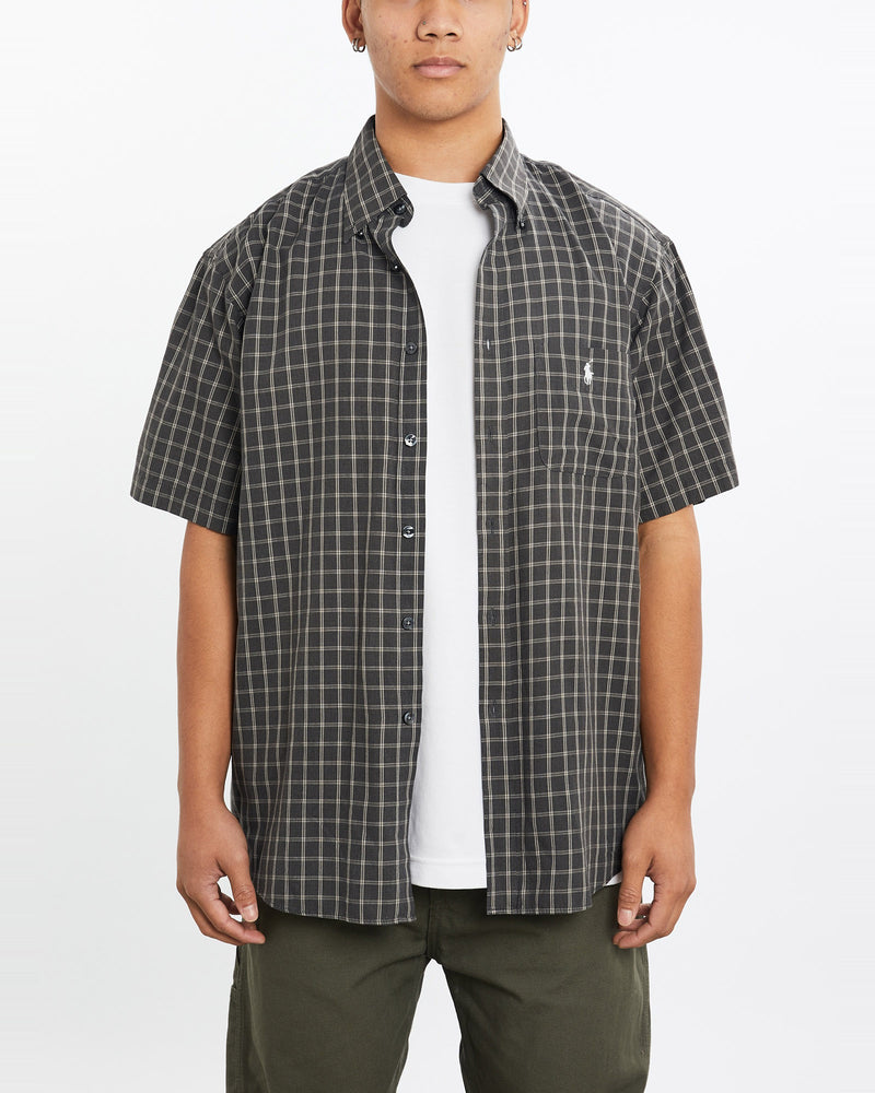 Vintage, 90s, Polo, Ralph, Lauren, Short, Sleeve, Button, Up, Shirt, The Real Deal, size large, colour Black, newtown, sydney, australia, thrift store, opshop, preloved, secondhand, sustainable, retro, antique, 70s, 80s, 90s, 2000s, 00s, fashion, clothing, streetwear, trendy, garment, style, boutique, store, shop, archive, sale, cheap, best, top, Shirts