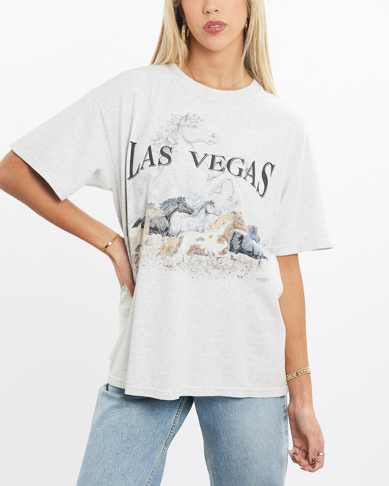 Vintage, 1993, Las, Vegas, Horse, Wildlife, Tee, The Real Deal, size small, colour Grey, newtown, sydney, australia, thrift store, opshop, preloved, secondhand, sustainable, retro, antique, 70s, 80s, 90s, 2000s, 00s, fashion, clothing, streetwear, trendy, garment, style, boutique, store, shop, archive, sale, cheap, best, top, T-Shirts