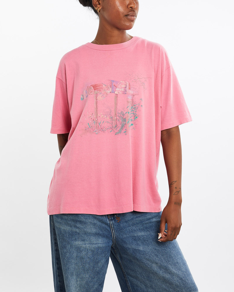 Vintage, 90s, Mailbox, Tee, The Real Deal, size medium, colour Pink, newtown, sydney, australia, thrift store, opshop, preloved, secondhand, sustainable, retro, antique, 70s, 80s, 90s, 2000s, 00s, fashion, clothing, streetwear, trendy, garment, style, boutique, store, shop, archive, sale, cheap, best, top, T-Shirts