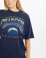 Vintage, 1995, NFL, San, Diego, Chargers, Tee, The Real Deal, size medium, colour Navy, newtown, sydney, australia, thrift store, opshop, preloved, secondhand, sustainable, retro, antique, 70s, 80s, 90s, 2000s, 00s, fashion, clothing, streetwear, trendy, garment, style, boutique, store, shop, archive, sale, cheap, best, top, T-Shirts