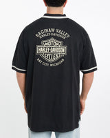 Vintage, Harley, Davidson, Polo, Shirt, The Real Deal, size double extra large, colour Black, newtown, sydney, australia, thrift store, opshop, preloved, secondhand, sustainable, retro, antique, 70s, 80s, 90s, 2000s, 00s, fashion, clothing, streetwear, trendy, garment, style, boutique, store, shop, archive, sale, cheap, best, top, Shirts