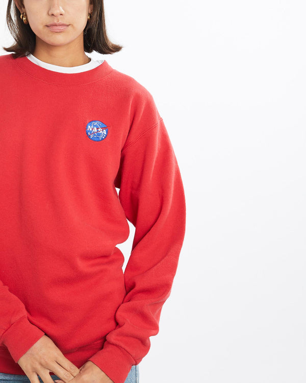 Vintage, 90s, NASA, Sweatshirt, The Real Deal, size small, colour Red, newtown, sydney, australia, thrift store, opshop, preloved, secondhand, sustainable, retro, antique, 70s, 80s, 90s, 2000s, 00s, fashion, clothing, streetwear, trendy, garment, style, boutique, store, shop, archive, sale, cheap, best, top, Sweats and hoodies