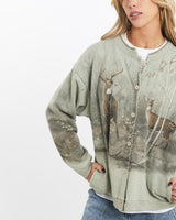 Vintage, 90s, Dear, Wildlife, Button, Up, Sweatshirt, The Real Deal, size extra small, colour Green, newtown, sydney, australia, thrift store, opshop, preloved, secondhand, sustainable, retro, antique, 70s, 80s, 90s, 2000s, 00s, fashion, clothing, streetwear, trendy, garment, style, boutique, store, shop, archive, sale, cheap, best, top, Sweats and hoodies