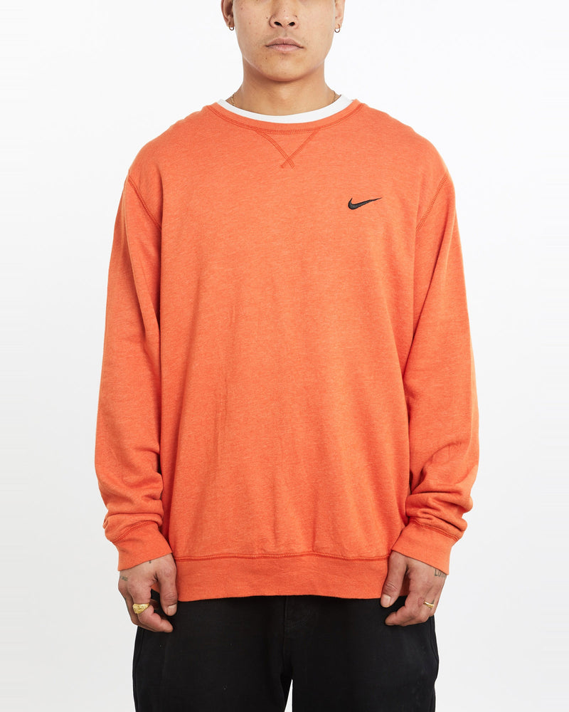 Vintage, 90s, Nike, Sweatshirt, The Real Deal, size extra large, colour Orange, newtown, sydney, australia, thrift store, opshop, preloved, secondhand, sustainable, retro, antique, 70s, 80s, 90s, 2000s, 00s, fashion, clothing, streetwear, trendy, garment, style, boutique, store, shop, archive, sale, cheap, best, top, Sweats and hoodies