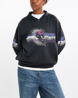 Vintage, 1994, Alpine, Skiing, Quarter, Zip, Sweatshirt, The Real Deal, size medium, colour Black, newtown, sydney, australia, thrift store, opshop, preloved, secondhand, sustainable, retro, antique, 70s, 80s, 90s, 2000s, 00s, fashion, clothing, streetwear, trendy, garment, style, boutique, store, shop, archive, sale, cheap, best, top, Sweats and hoodies