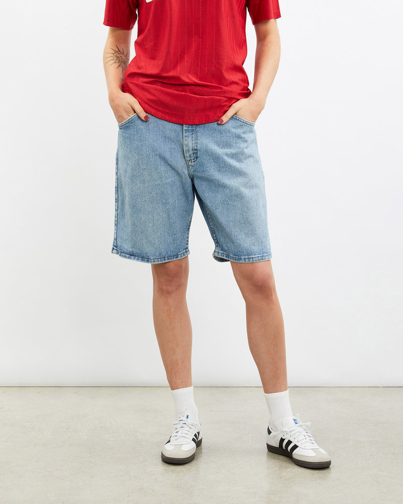 Vintage, Wrangler, Denim, Shorts, The Real Deal, size 31", colour Blue, newtown, sydney, australia, thrift store, opshop, preloved, secondhand, sustainable, retro, antique, 70s, 80s, 90s, 2000s, 00s, fashion, clothing, streetwear, trendy, garment, style, boutique, store, shop, archive, sale, cheap, best, top, Shorts