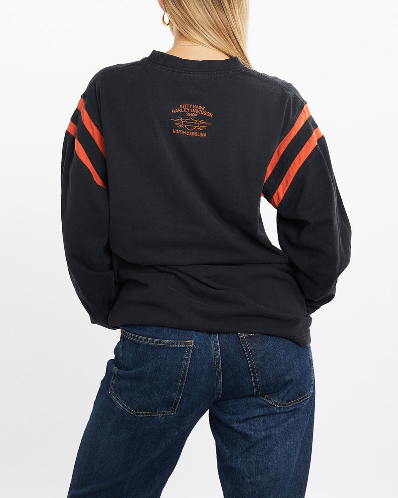 Vintage, 90s, Harley, Davidson, Long, Sleeve, Tee, The Real Deal, size medium, colour Black, newtown, sydney, australia, thrift store, opshop, preloved, secondhand, sustainable, retro, antique, 70s, 80s, 90s, 2000s, 00s, fashion, clothing, streetwear, trendy, garment, style, boutique, store, shop, archive, sale, cheap, best, top, T-Shirts