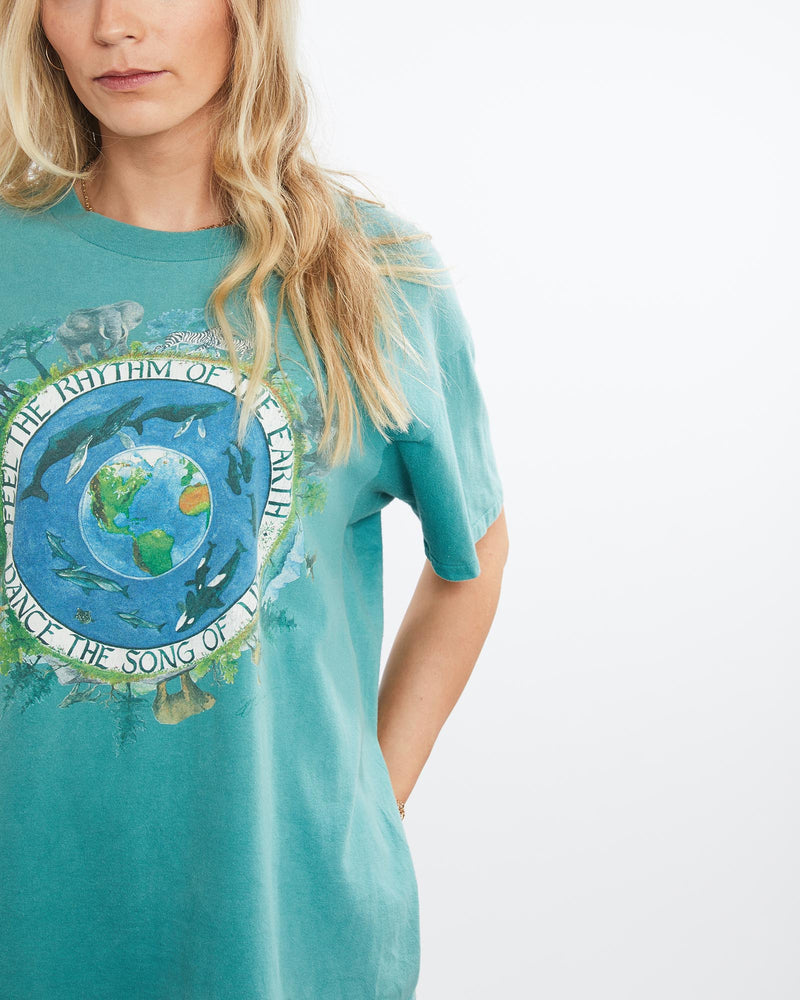 Vintage, 90s, Earth, Wildlife, Tee, The Real Deal, size medium, colour Green, newtown, sydney, australia, thrift store, opshop, preloved, secondhand, sustainable, retro, antique, 70s, 80s, 90s, 2000s, 00s, fashion, clothing, streetwear, trendy, garment, style, boutique, store, shop, archive, sale, cheap, best, top, T-Shirts