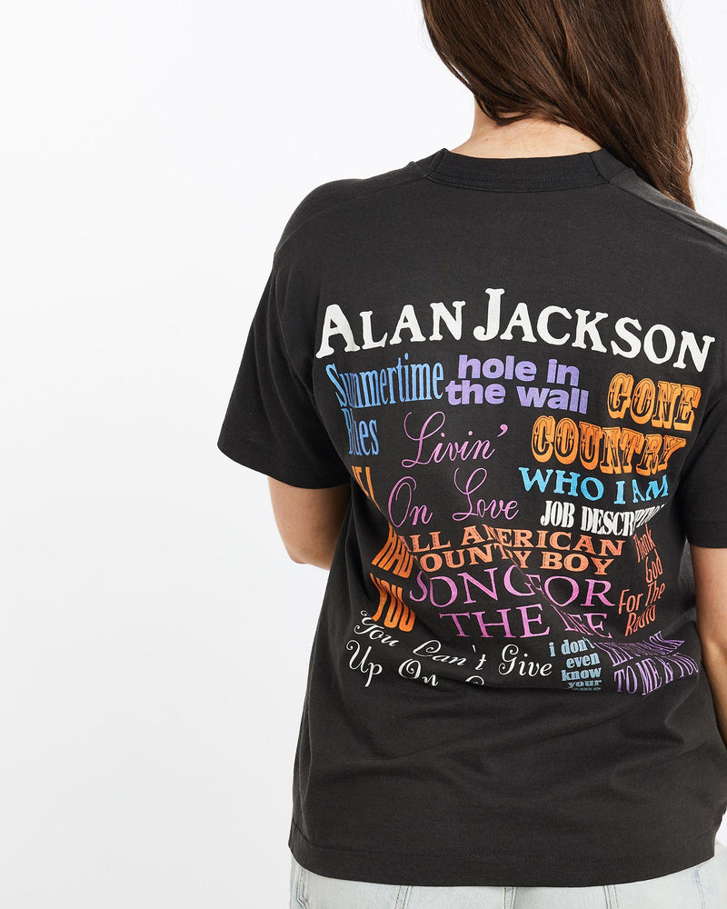 Vintage, 1995, Alan, Jackson, Music, Tee, The Real Deal, size medium, colour Black, newtown, sydney, australia, thrift store, opshop, preloved, secondhand, sustainable, retro, antique, 70s, 80s, 90s, 2000s, 00s, fashion, clothing, streetwear, trendy, garment, style, boutique, store, shop, archive, sale, cheap, best, top, T-Shirts