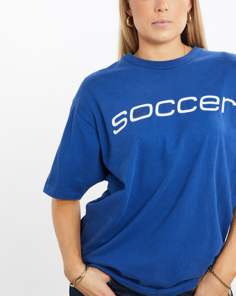 Vintage, Nike, Soccer, Tee, The Real Deal, size medium, colour Blue, newtown, sydney, australia, thrift store, opshop, preloved, secondhand, sustainable, retro, antique, 70s, 80s, 90s, 2000s, 00s, fashion, clothing, streetwear, trendy, garment, style, boutique, store, shop, archive, sale, cheap, best, top, T-Shirts