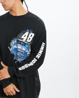 Vintage, Jimmie, Johnson, Long, Sleeve, Racing, Tee, The Real Deal, size large, colour Black, newtown, sydney, australia, thrift store, opshop, preloved, secondhand, sustainable, retro, antique, 70s, 80s, 90s, 2000s, 00s, fashion, clothing, streetwear, trendy, garment, style, boutique, store, shop, archive, sale, cheap, best, top, T-Shirts