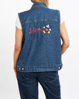 Vintage, 90s, Disney, Mickey, Mouse, Denim, Vest, The Real Deal, size medium, colour Navy, newtown, sydney, australia, thrift store, opshop, preloved, secondhand, sustainable, retro, antique, 70s, 80s, 90s, 2000s, 00s, fashion, clothing, streetwear, trendy, garment, style, boutique, store, shop, archive, sale, cheap, best, top, Jackets