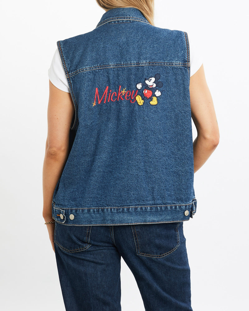 Vintage, 90s, Disney, Mickey, Mouse, Denim, Vest, The Real Deal, size medium, colour Navy, newtown, sydney, australia, thrift store, opshop, preloved, secondhand, sustainable, retro, antique, 70s, 80s, 90s, 2000s, 00s, fashion, clothing, streetwear, trendy, garment, style, boutique, store, shop, archive, sale, cheap, best, top, Jackets