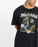 Vintage, Troy, Polamalu, NFL, Pittsburgh, Steelers, Tee, The Real Deal, size large, colour Black, newtown, sydney, australia, thrift store, opshop, preloved, secondhand, sustainable, retro, antique, 70s, 80s, 90s, 2000s, 00s, fashion, clothing, streetwear, trendy, garment, style, boutique, store, shop, archive, sale, cheap, best, top, T-Shirts