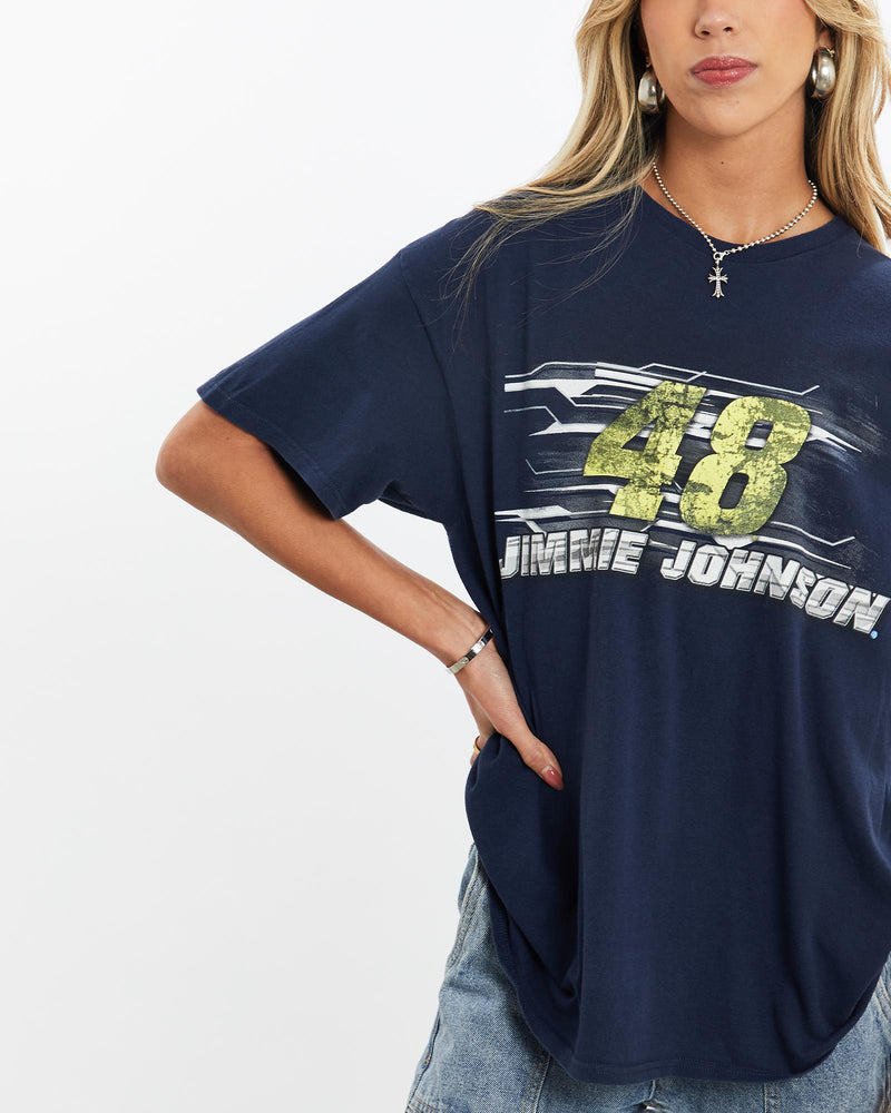 Vintage, Jimmie, Johnsonn, NASCAR, Racing, Tee, The Real Deal, size small, colour Navy, newtown, sydney, australia, thrift store, opshop, preloved, secondhand, sustainable, retro, antique, 70s, 80s, 90s, 2000s, 00s, fashion, clothing, streetwear, trendy, garment, style, boutique, store, shop, archive, sale, cheap, best, top, T-Shirts