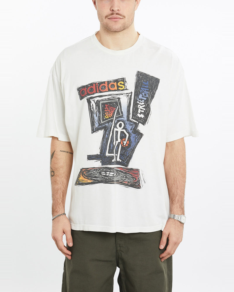 Vintage, 90s, Adidas, Basketball, Tee, The Real Deal, size extra large, colour White, newtown, sydney, australia, thrift store, opshop, preloved, secondhand, sustainable, retro, antique, 70s, 80s, 90s, 2000s, 00s, fashion, clothing, streetwear, trendy, garment, style, boutique, store, shop, archive, sale, cheap, best, top, T-Shirts