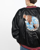 Vintage, 1989, Eagle, Wildlife, Satin, Bomber, Jacket, The Real Deal, size extra large, colour Black, newtown, sydney, australia, thrift store, opshop, preloved, secondhand, sustainable, retro, antique, 70s, 80s, 90s, 2000s, 00s, fashion, clothing, streetwear, trendy, garment, style, boutique, store, shop, archive, sale, cheap, best, top, Jackets