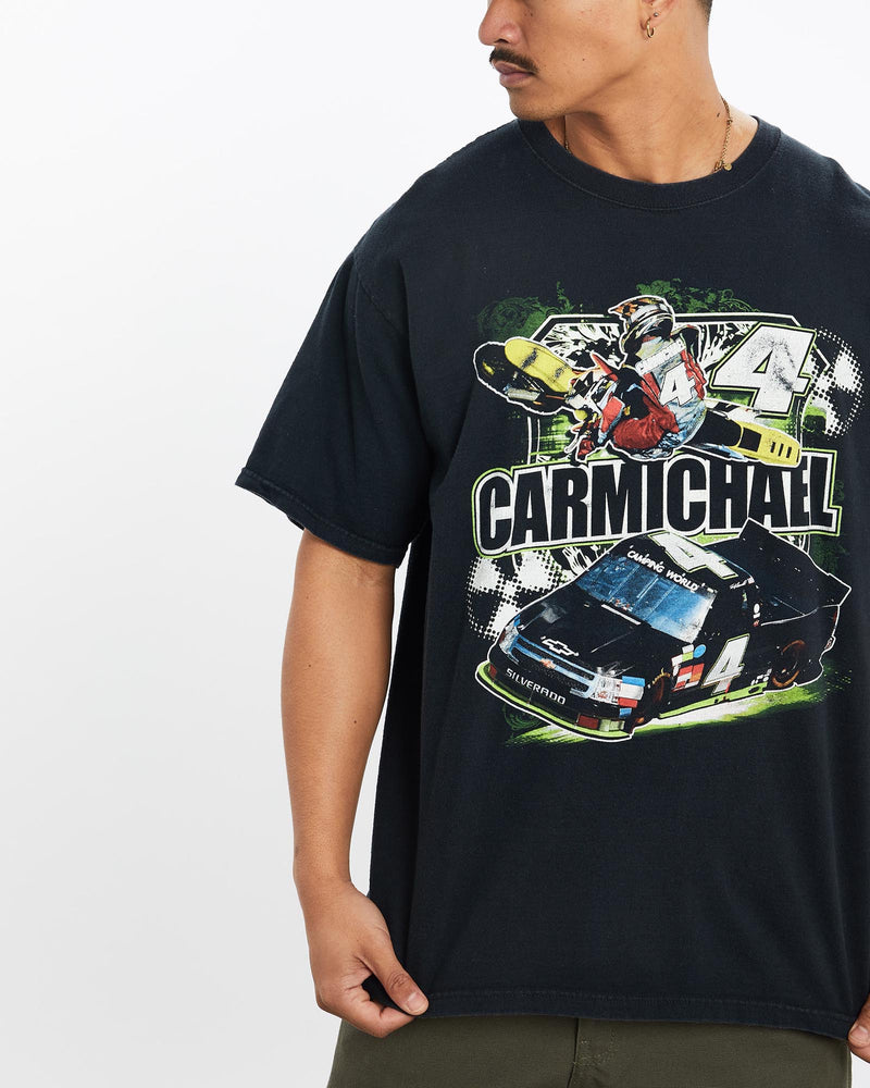 Vintage, Carmichael, NASCAR, Racing, Tee, The Real Deal, size large, colour Black, newtown, sydney, australia, thrift store, opshop, preloved, secondhand, sustainable, retro, antique, 70s, 80s, 90s, 2000s, 00s, fashion, clothing, streetwear, trendy, garment, style, boutique, store, shop, archive, sale, cheap, best, top, T-Shirts