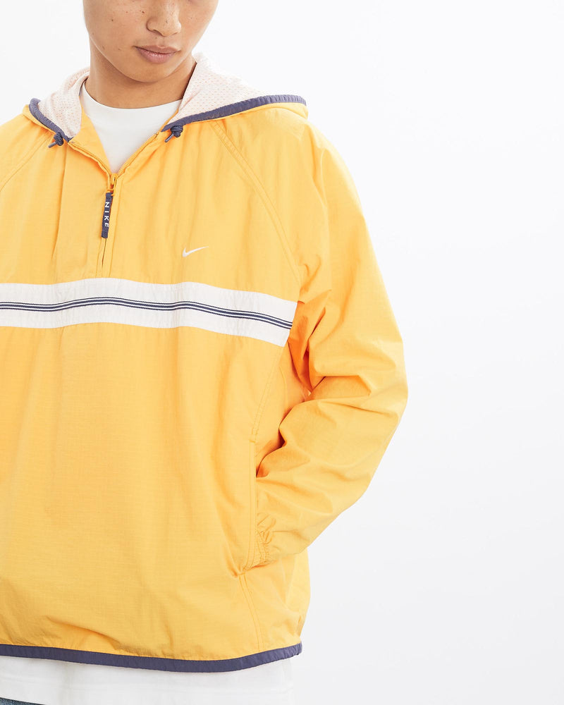 Vintage, 90s, Nike, Windbreaker, Jacket, The Real Deal, size large, colour Yellow, newtown, sydney, australia, thrift store, opshop, preloved, secondhand, sustainable, retro, antique, 70s, 80s, 90s, 2000s, 00s, fashion, clothing, streetwear, trendy, garment, style, boutique, store, shop, archive, sale, cheap, best, top, Jackets