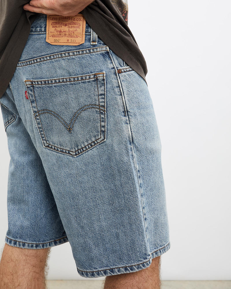 Vintage, Levi's, 550, Denim, Shorts, The Real Deal, size 34", colour Blue, newtown, sydney, australia, thrift store, opshop, preloved, secondhand, sustainable, retro, antique, 70s, 80s, 90s, 2000s, 00s, fashion, clothing, streetwear, trendy, garment, style, boutique, store, shop, archive, sale, cheap, best, top, Shorts