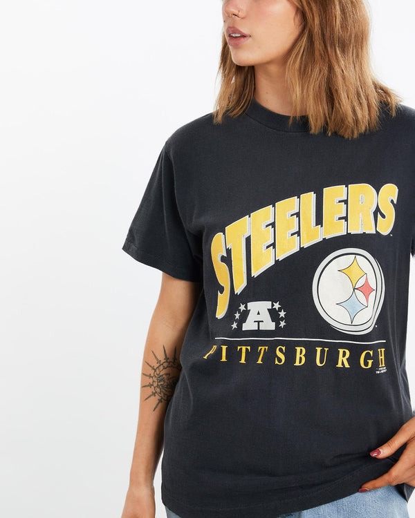 Vintage, 1992, NFL, Pittsburgh, Steelers, Tee, The Real Deal, size medium, colour Grey, newtown, sydney, australia, thrift store, opshop, preloved, secondhand, sustainable, retro, antique, 70s, 80s, 90s, 2000s, 00s, fashion, clothing, streetwear, trendy, garment, style, boutique, store, shop, archive, sale, cheap, best, top, T-Shirts