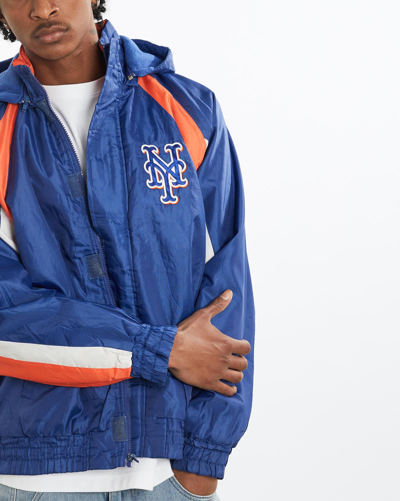 Vintage, 90s, MLB, New, York, Mets, Jacket, The Real Deal, size large, colour Blue, newtown, sydney, australia, thrift store, opshop, preloved, secondhand, sustainable, retro, antique, 70s, 80s, 90s, 2000s, 00s, fashion, clothing, streetwear, trendy, garment, style, boutique, store, shop, archive, sale, cheap, best, top, Jackets