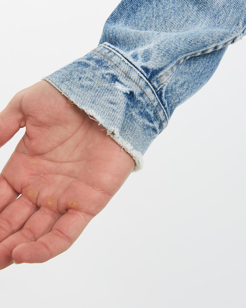 Vintage, 90s, Wrangler, Denim, Jacket, The Real Deal, size double extra large, colour Blue, newtown, sydney, australia, thrift store, opshop, preloved, secondhand, sustainable, retro, antique, 70s, 80s, 90s, 2000s, 00s, fashion, clothing, streetwear, trendy, garment, style, boutique, store, shop, archive, sale, cheap, best, top, Jackets