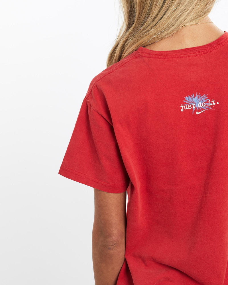 Vintage, Nike, Tee, The Real Deal, size extra small, colour Red, newtown, sydney, australia, thrift store, opshop, preloved, secondhand, sustainable, retro, antique, 70s, 80s, 90s, 2000s, 00s, fashion, clothing, streetwear, trendy, garment, style, boutique, store, shop, archive, sale, cheap, best, top, T-Shirts