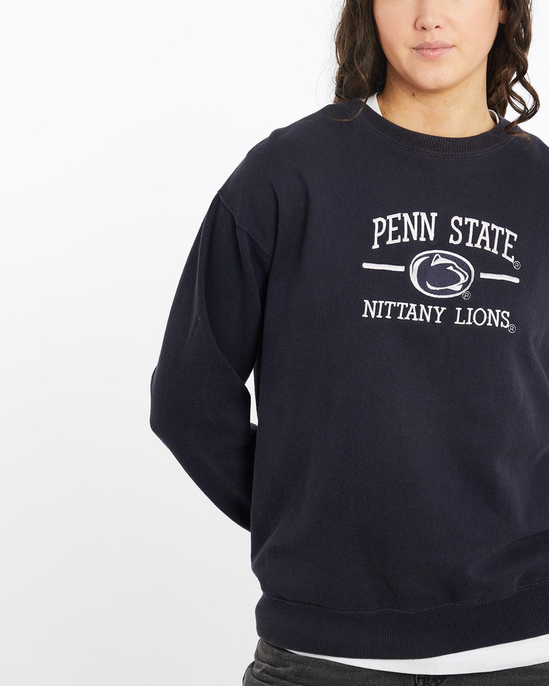 Vintage, NCAA, Penn, State, Nittany, Lions, Sweatshirt, The Real Deal, size medium, colour Navy, newtown, sydney, australia, thrift store, opshop, preloved, secondhand, sustainable, retro, antique, 70s, 80s, 90s, 2000s, 00s, fashion, clothing, streetwear, trendy, garment, style, boutique, store, shop, archive, sale, cheap, best, top, Sweats and hoodies