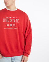 Vintage, 90s, NCAA, Ohio, State, Buckeyes, Sweatshirt, The Real Deal, size double extra large, colour Red, newtown, sydney, australia, thrift store, opshop, preloved, secondhand, sustainable, retro, antique, 70s, 80s, 90s, 2000s, 00s, fashion, clothing, streetwear, trendy, garment, style, boutique, store, shop, archive, sale, cheap, best, top, Sweats and hoodies