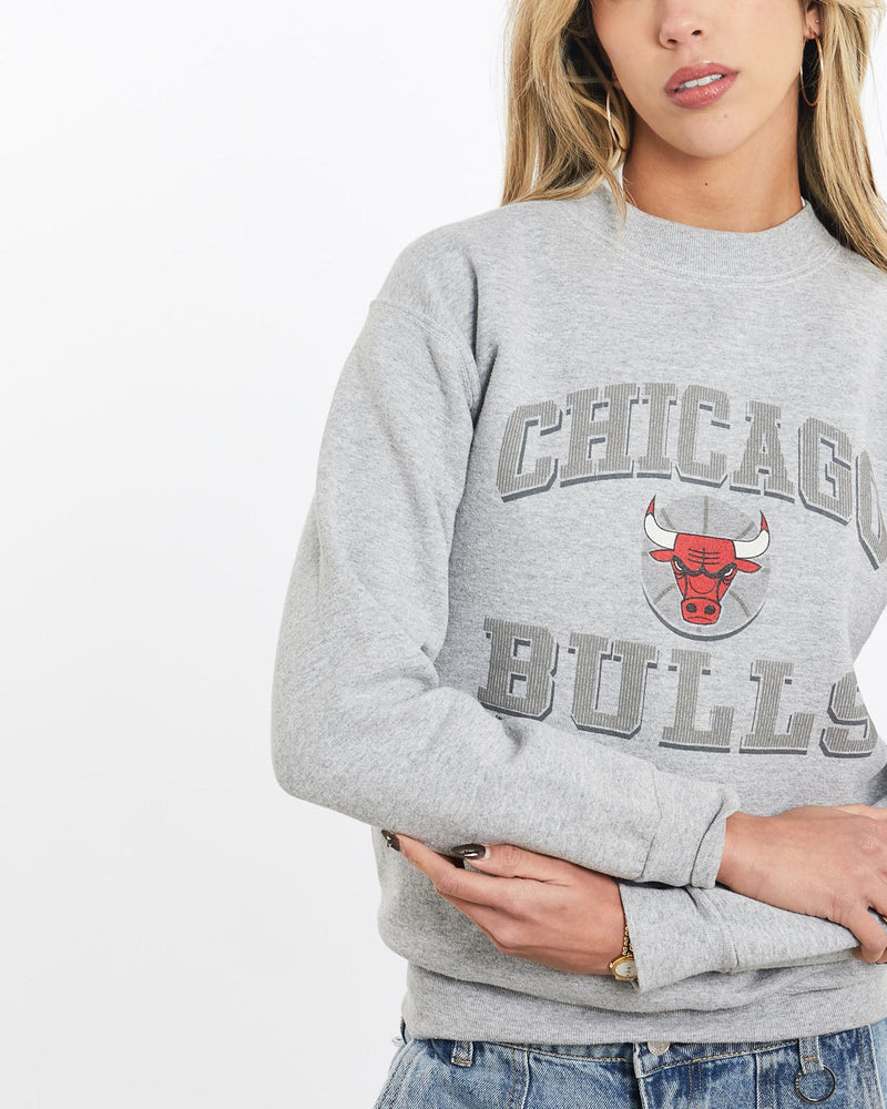 Vintage, 90s, NBA, Chicago, Bulls, Sweatshirt, The Real Deal, size double extra small, colour Grey, newtown, sydney, australia, thrift store, opshop, preloved, secondhand, sustainable, retro, antique, 70s, 80s, 90s, 2000s, 00s, fashion, clothing, streetwear, trendy, garment, style, boutique, store, shop, archive, sale, cheap, best, top, Sweats and hoodies