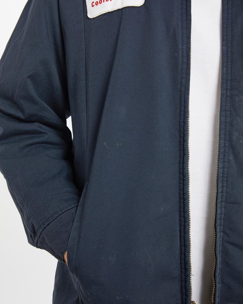 Vintage, 90s, Mechanic, Jacket, The Real Deal, size extra large, colour Navy, newtown, sydney, australia, thrift store, opshop, preloved, secondhand, sustainable, retro, antique, 70s, 80s, 90s, 2000s, 00s, fashion, clothing, streetwear, trendy, garment, style, boutique, store, shop, archive, sale, cheap, best, top, Jackets