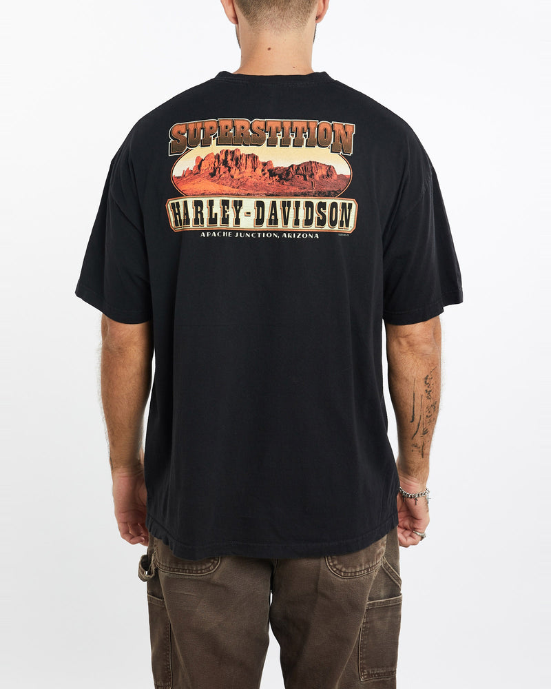 Harley, Davidson, Tee, The Real Deal, size extra large, colour Black, newtown, sydney, australia, thrift store, opshop, preloved, secondhand, sustainable, retro, antique, 70s, 80s, 90s, 2000s, 00s, fashion, clothing, streetwear, trendy, garment, style, boutique, store, shop, archive, sale, cheap, best, top, T-Shirts