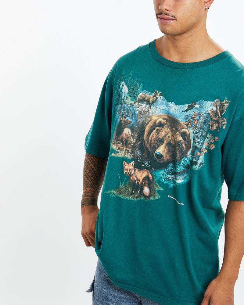 Vintage, 90s, Vancouver, Wildlife, Tee, The Real Deal, size double extra large, colour Green, newtown, sydney, australia, thrift store, opshop, preloved, secondhand, sustainable, retro, antique, 70s, 80s, 90s, 2000s, 00s, fashion, clothing, streetwear, trendy, garment, style, boutique, store, shop, archive, sale, cheap, best, top, T-Shirts