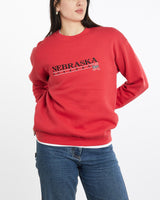 Vintage, 90s, NCAA, University, of, Nebraska, Huskers, Sweatshirt, The Real Deal, size medium, colour Red, newtown, sydney, australia, thrift store, opshop, preloved, secondhand, sustainable, retro, antique, 70s, 80s, 90s, 2000s, 00s, fashion, clothing, streetwear, trendy, garment, style, boutique, store, shop, archive, sale, cheap, best, top, Sweats and hoodies